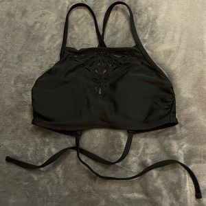 Black Target Halter Bikini Swim top